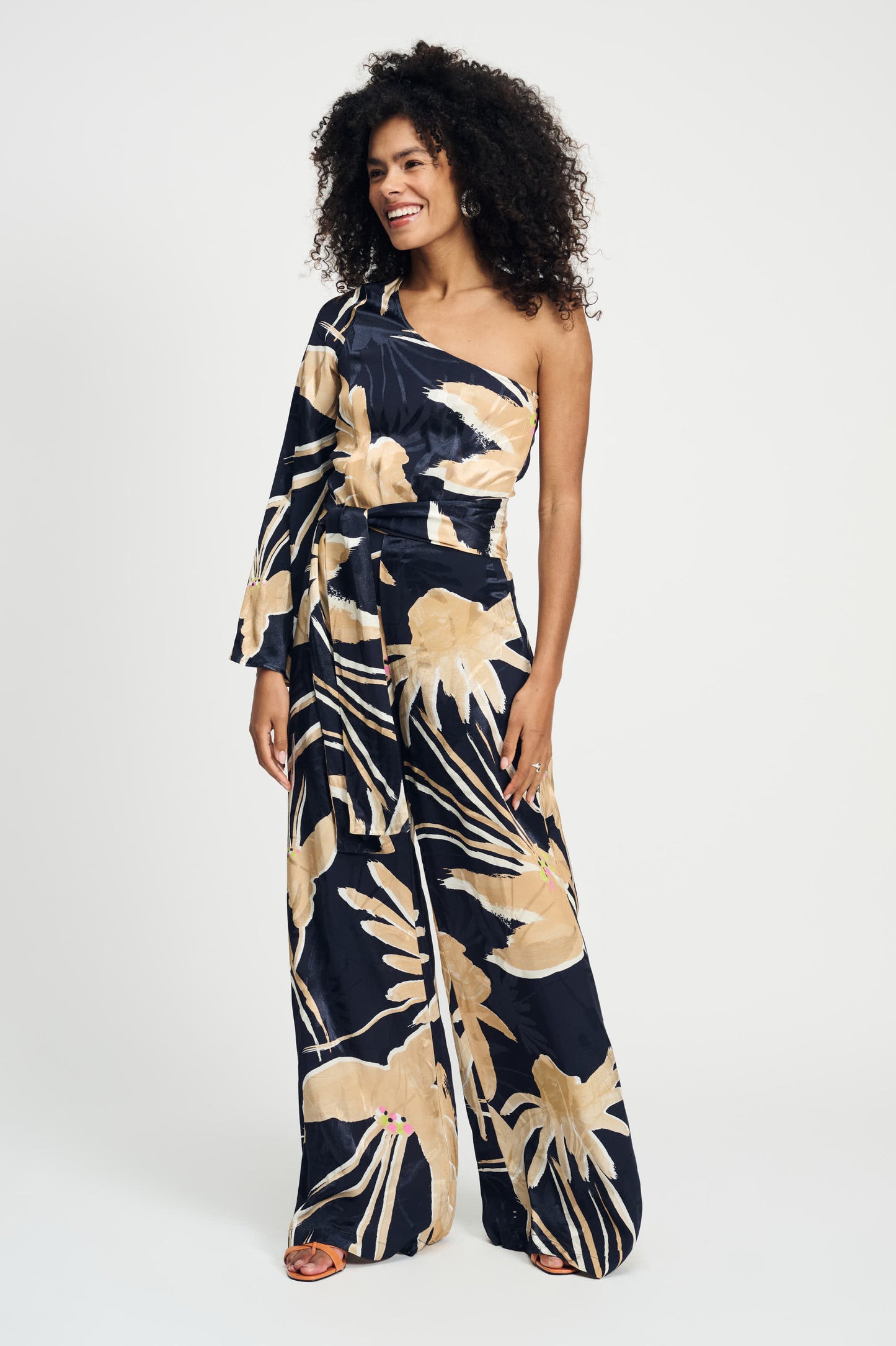 Pom One Shouldered Jumpsuit, Artisan Sand