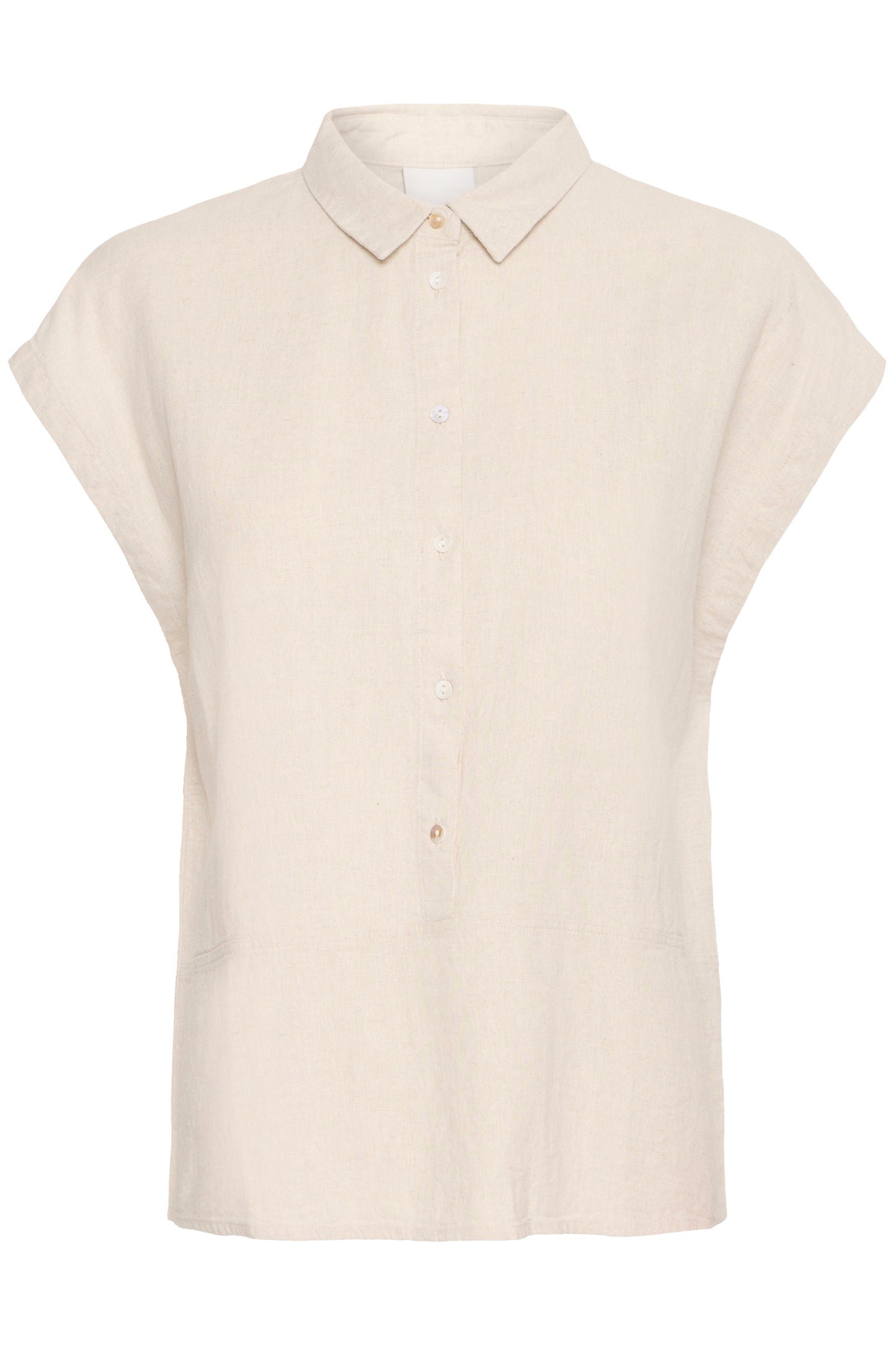 Ichi Linno Short Sleeved Shirt, Ecru