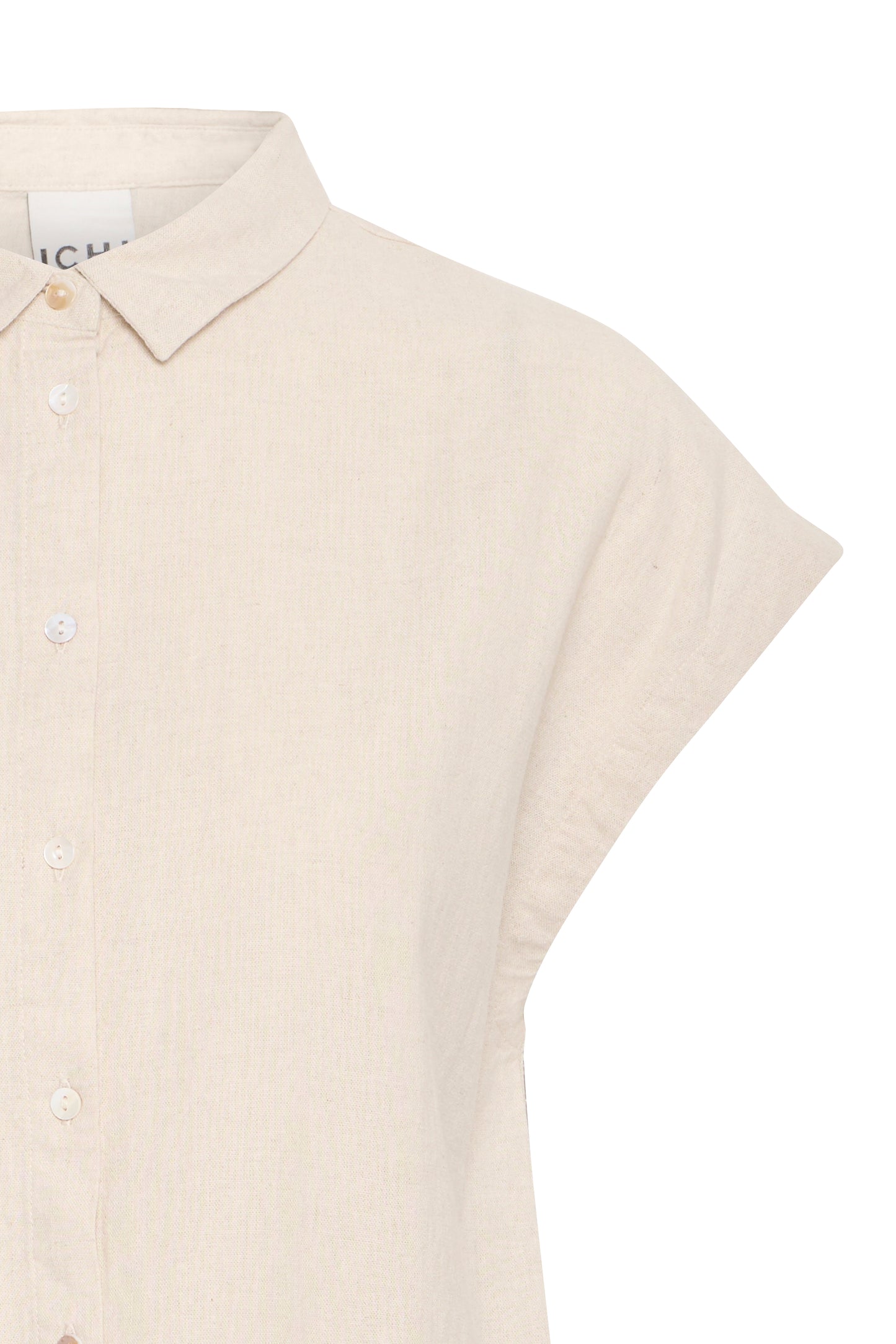 Ichi Linno Short Sleeved Shirt, Ecru