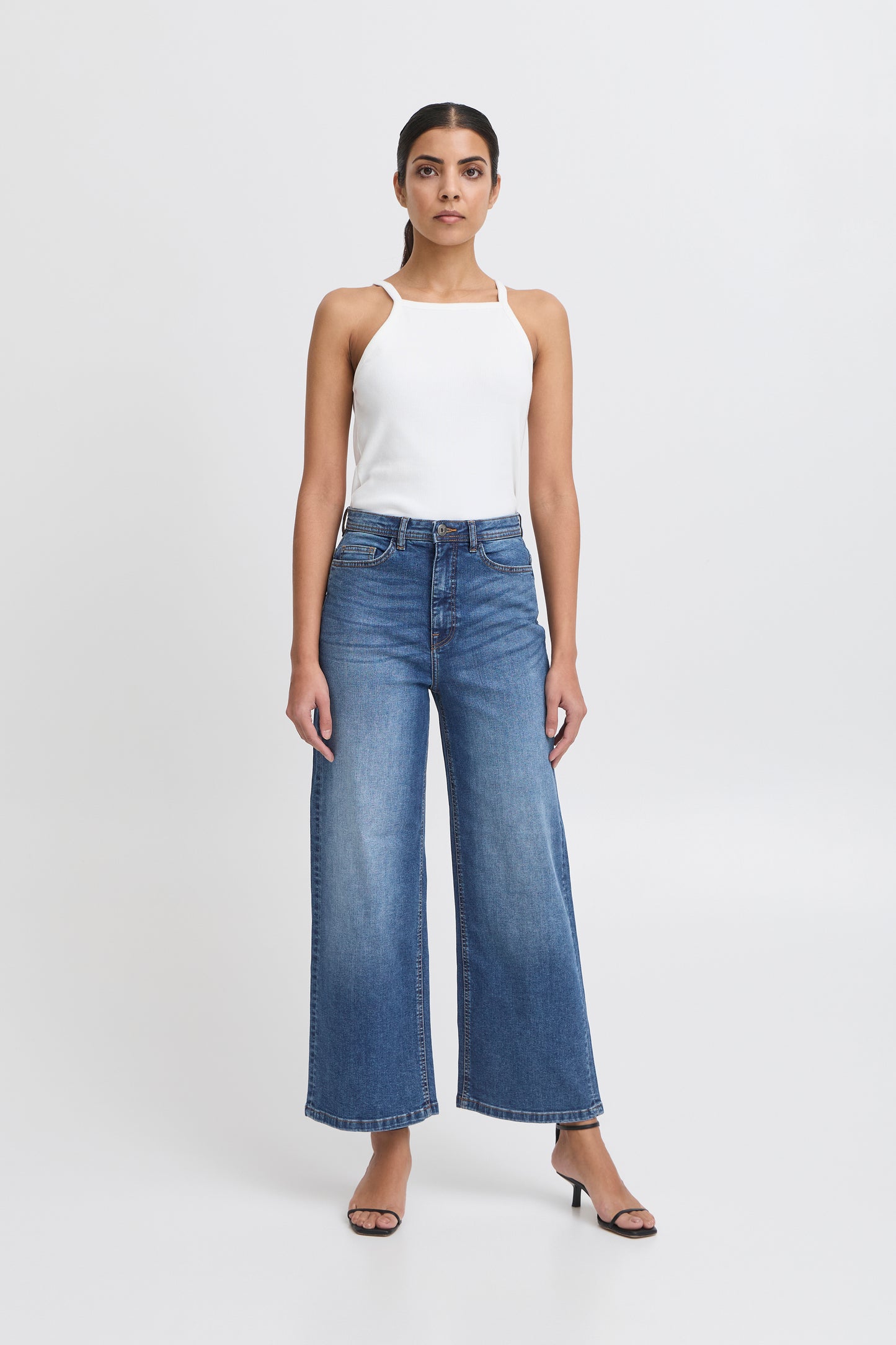 Ichi Twiggy Cropped Jeans, Medium Blue