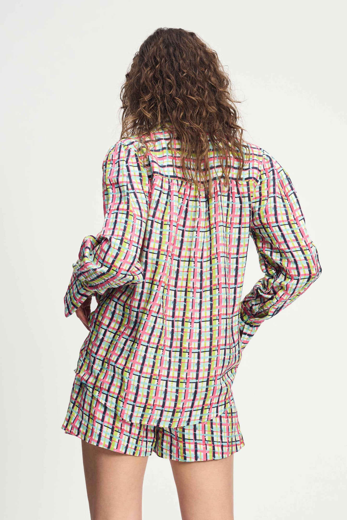 Pom Brushwork Check Blouse Multi Coloured