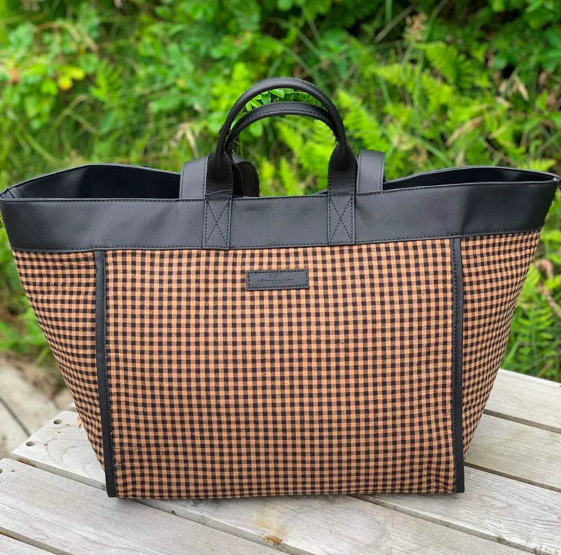 Gingham Lily Bag, Brown