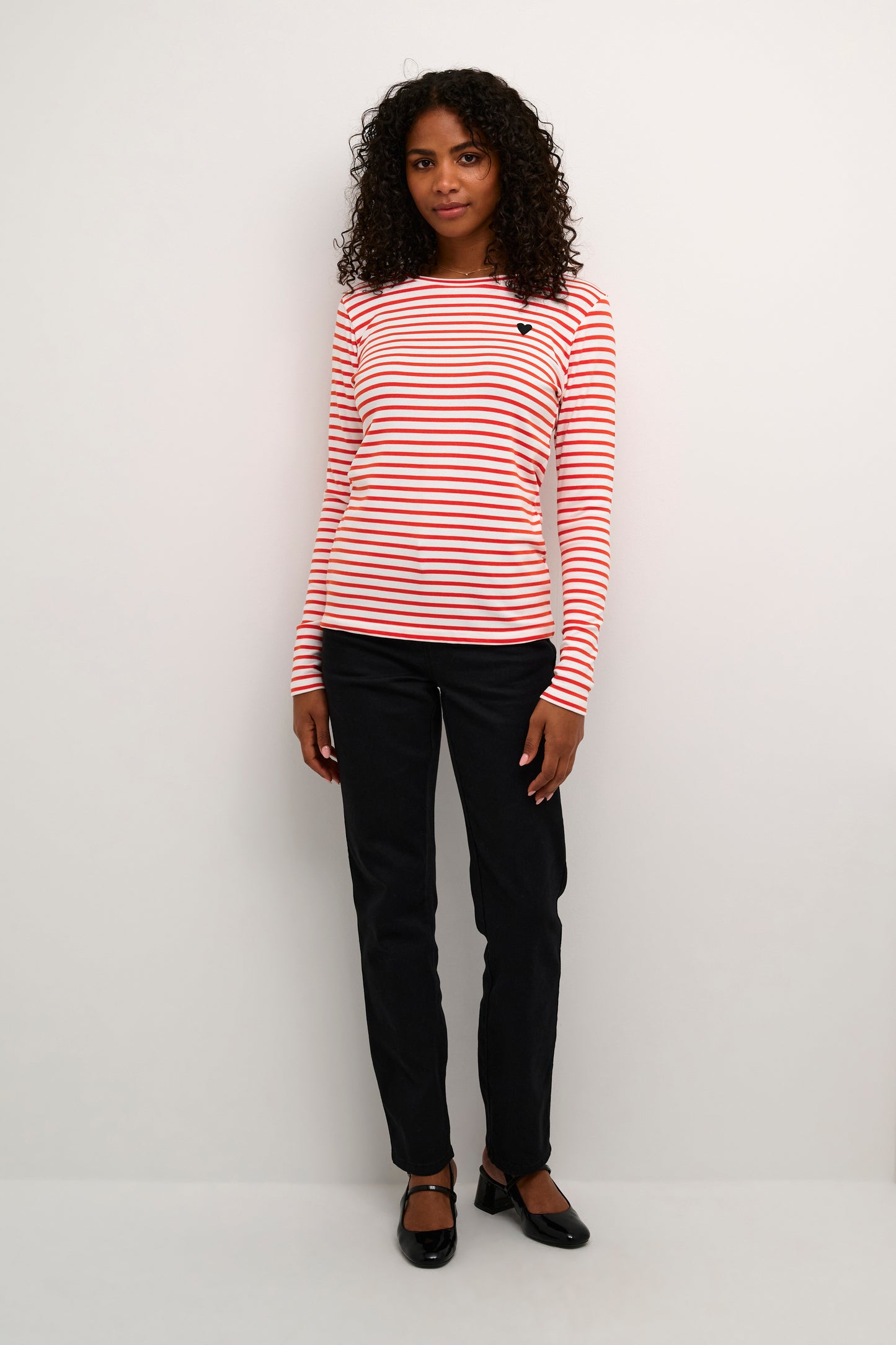 Kaffe Liddy Striped Tee, Red/White