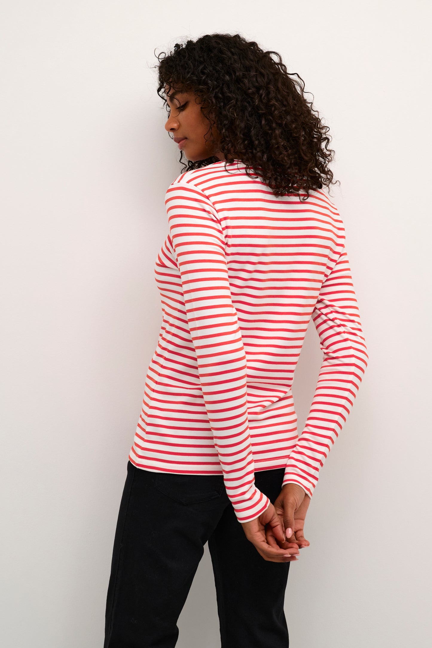 Kaffe Liddy Striped Tee, Red/White