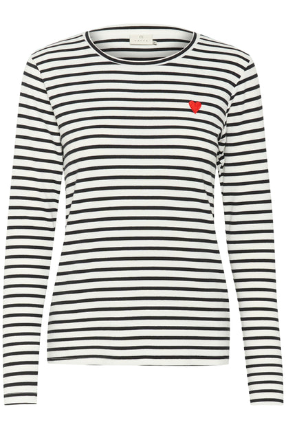 Kaffe Liddy Striped Tee, Black & White