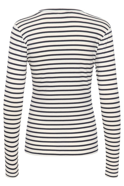 Kaffe Liddy Striped Tee, Black Cream