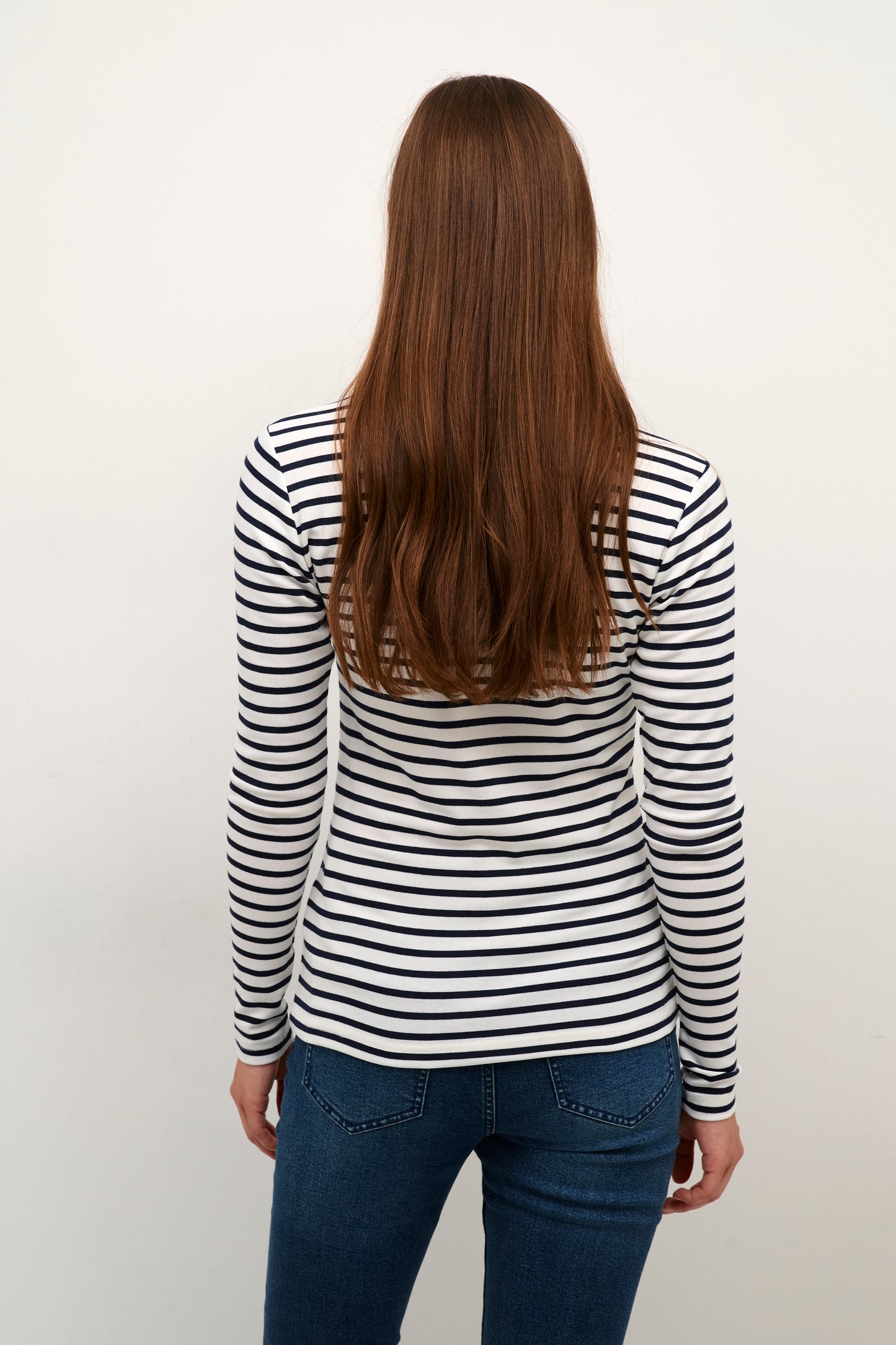 Kaffe Liddy Striped Tee, Black Cream