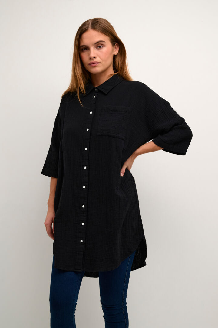 Kaffe Vafla Long Shirt Black