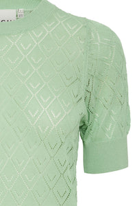 Ichi Marinda Short Sleeve Knit, Green