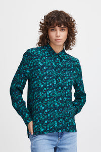 Ichi Shee Shirt, Green Floral