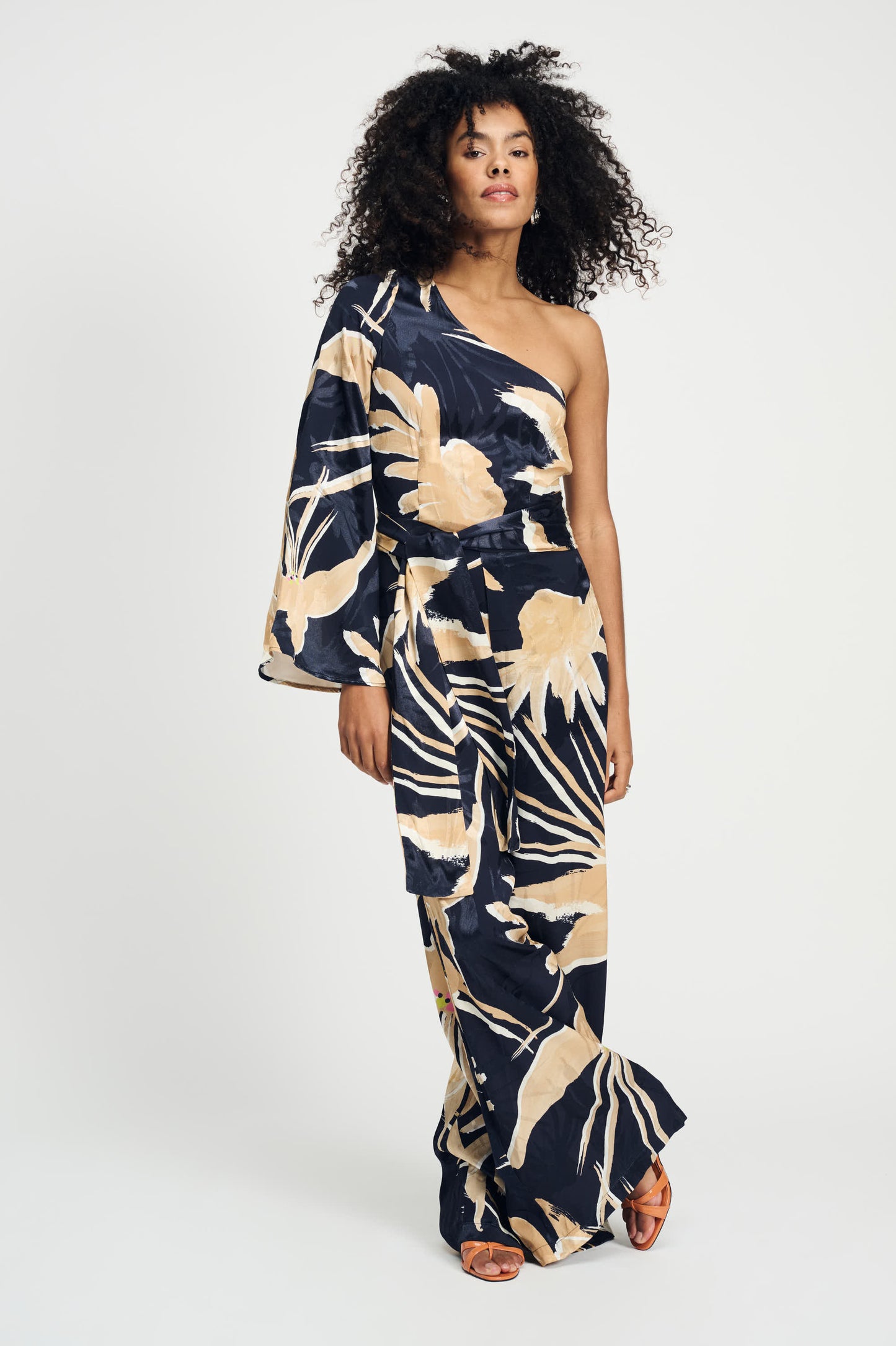 Pom One Shouldered Jumpsuit, Artisan Sand