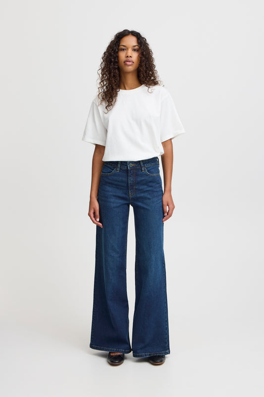 Ichi Twiggy Wide Legged Jeans Blue Denim