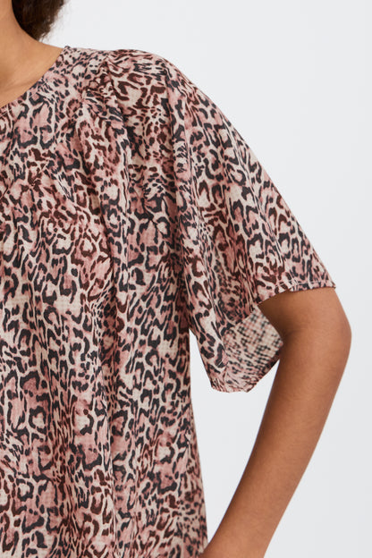 Ichi Safary Short Sleeved Top Leopard