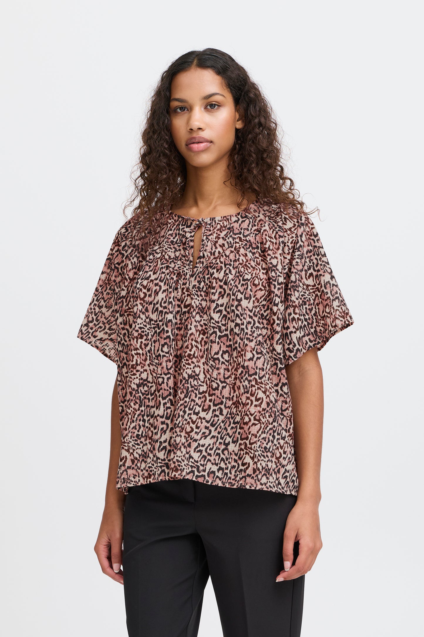 Ichi Safary Short Sleeved Top Leopard