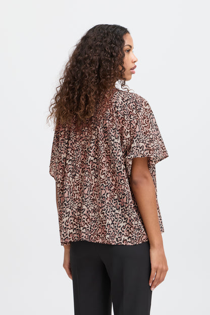 Ichi Safary Short Sleeved Top Leopard