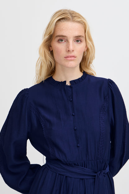 Ichi Evina Dress Midnight Blue