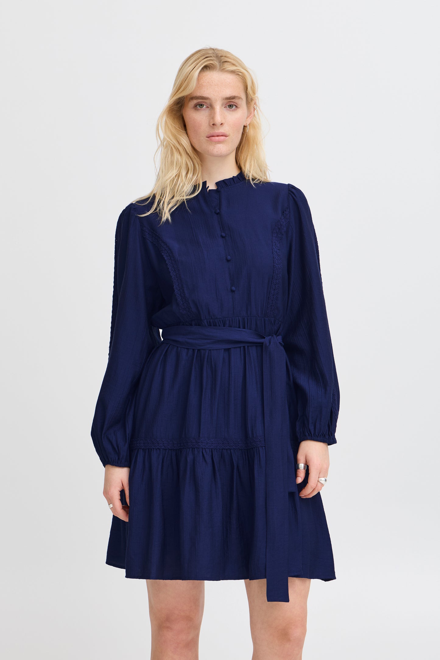 Ichi Evina Dress Midnight Blue