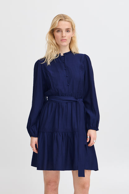 Ichi Evina Dress Midnight Blue