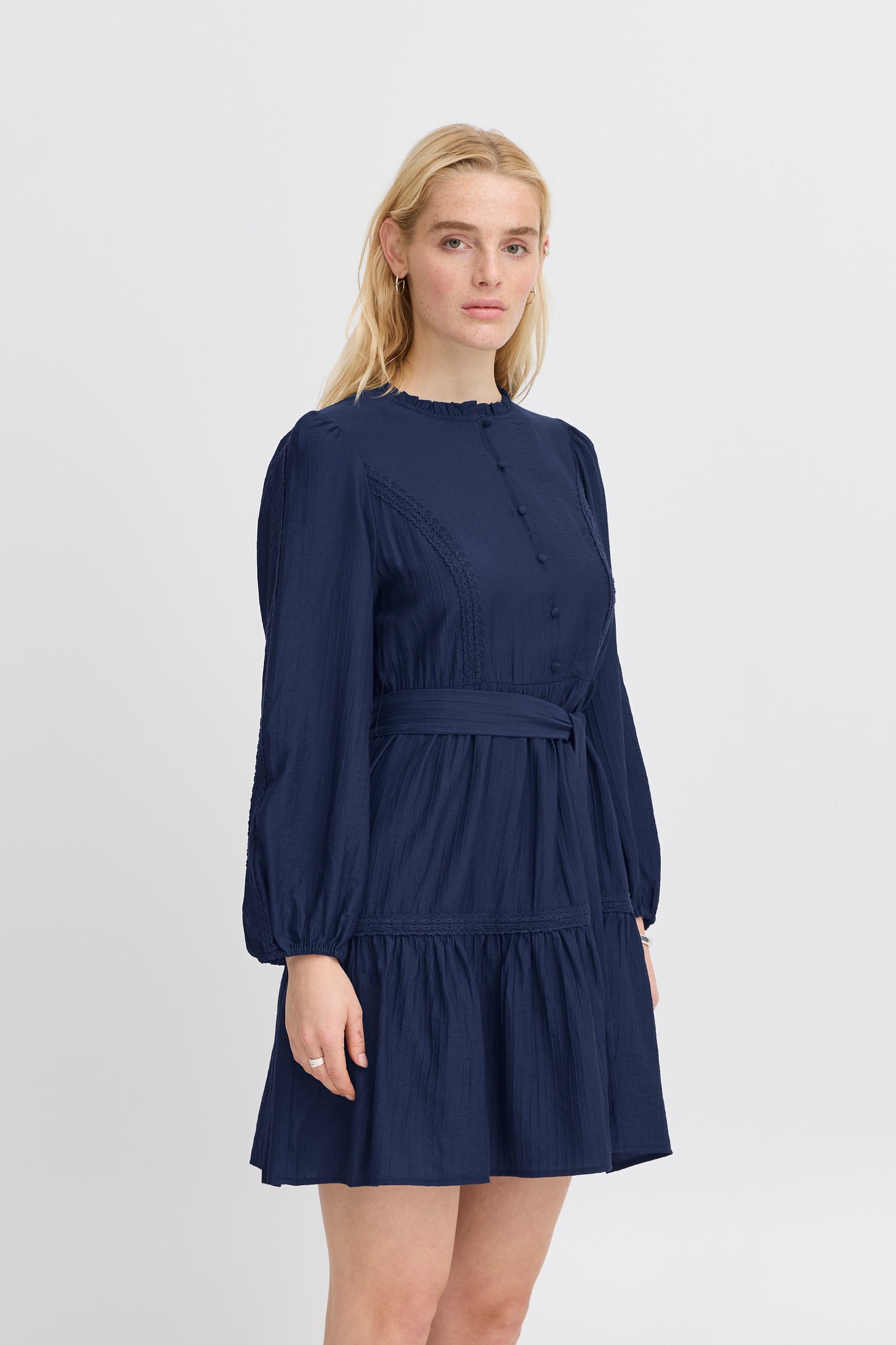 Ichi Evina Dress Midnight Blue