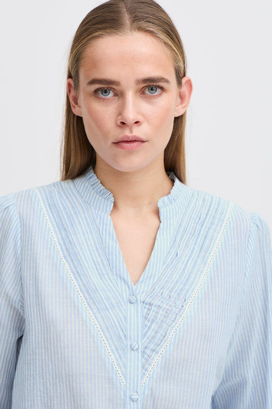 Ichi Romancy Shirt Blue/White Stripe