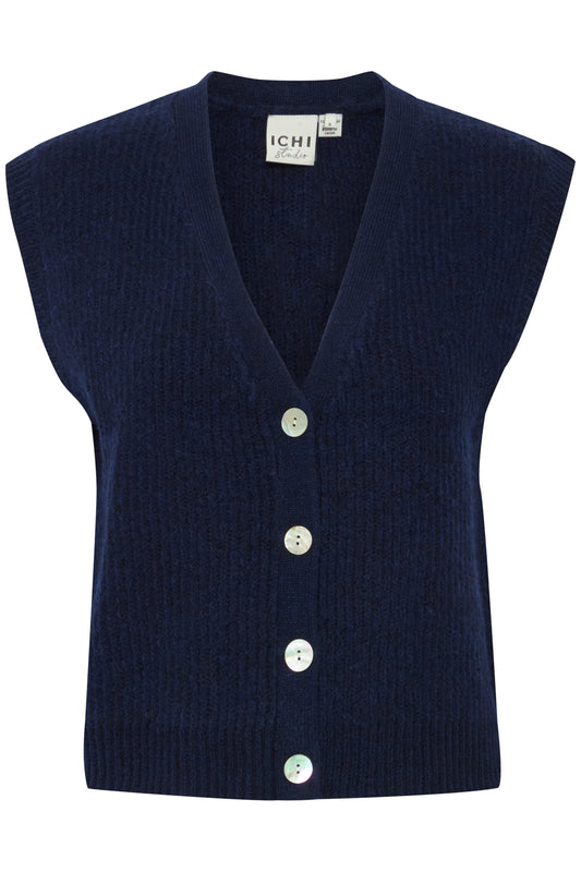 Ichi Povoke Waistcoat Midnight Blue