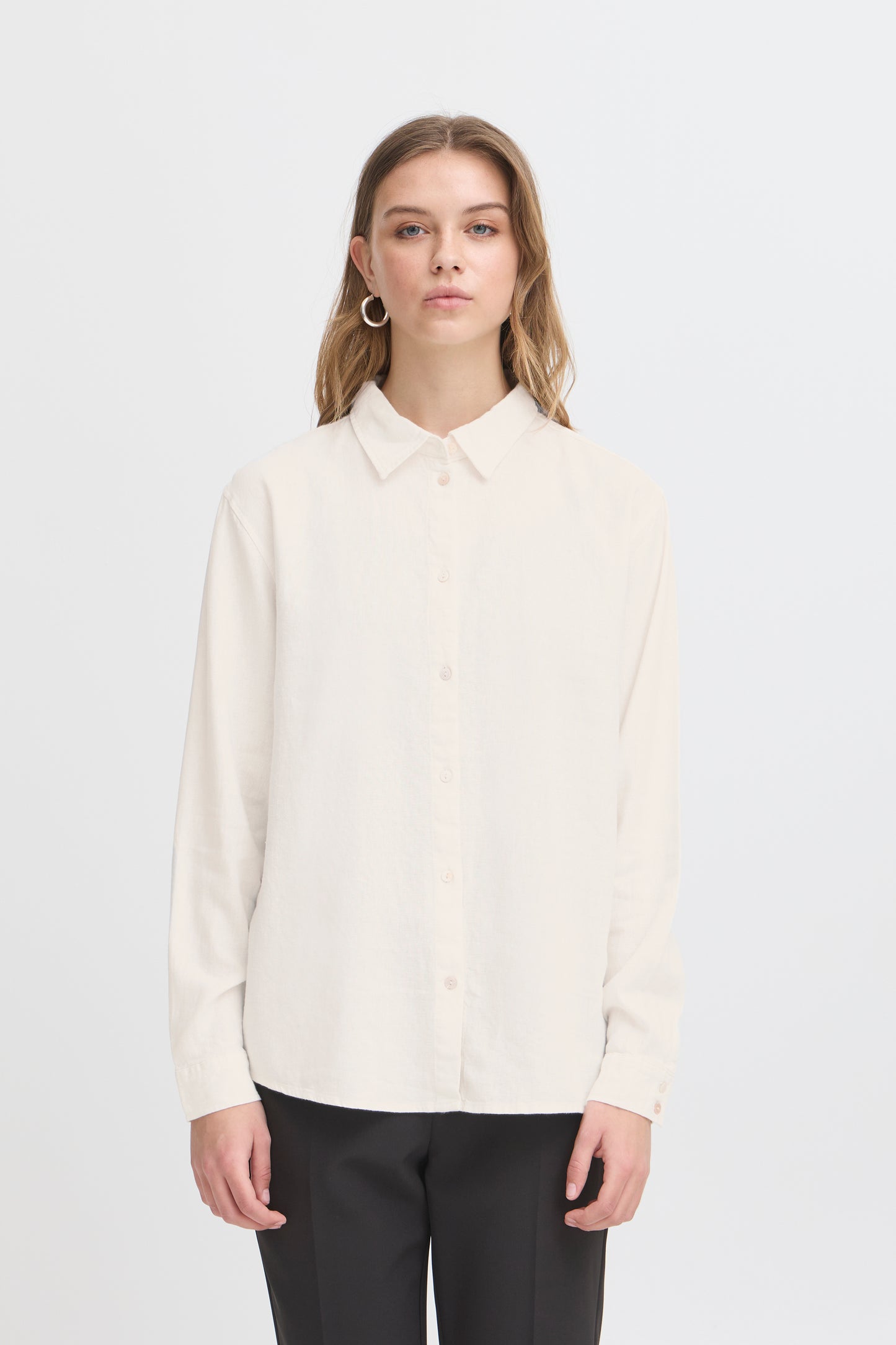Ichi Linno Shirt, Ecru