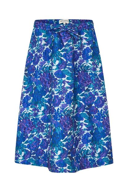 Lollys Bristoll Midi Skirt Blue Floral