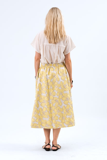 Lollys Bristol Midi Skirt, Yellow