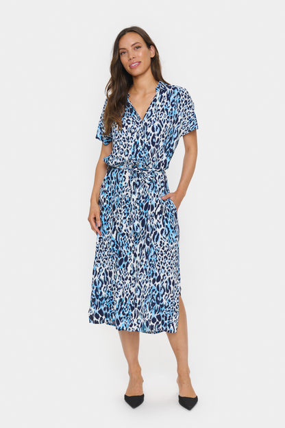 Saint Blanca Dress Blue Animal