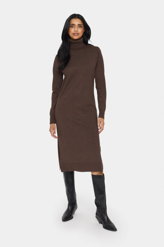 Saint Mila Roll Neck Long Dress Dark Oak