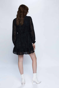 Wild Pony Short Dress With Puff Sleeves, Black