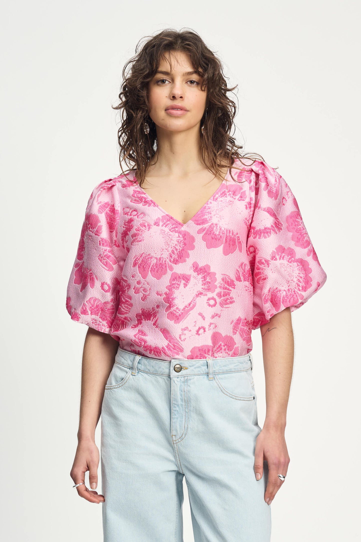 Pom Floral Jacquard Raspberry Pink