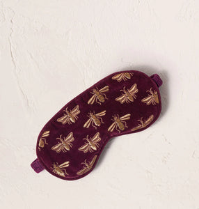 Bee Velvet Eye Mask, Plum