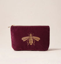 Load image into Gallery viewer, Honey Bee Velvet Mini Pouch, Plum
