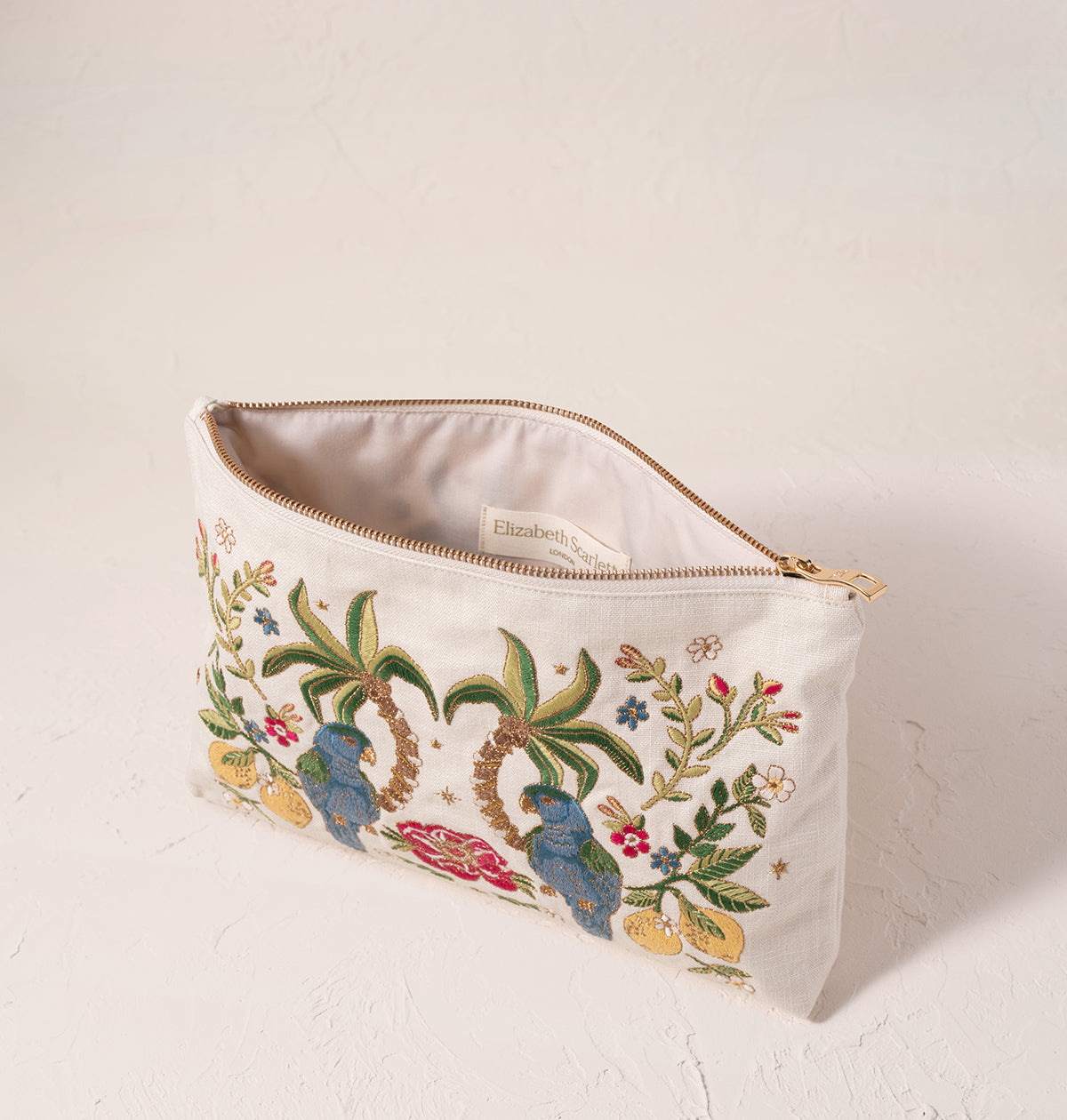 Tropical Parrot Everyday Pouch, Cream