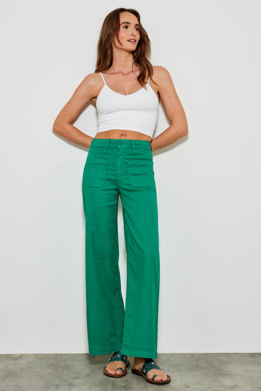 Five Lucia Cropped Wide Jeans, Green