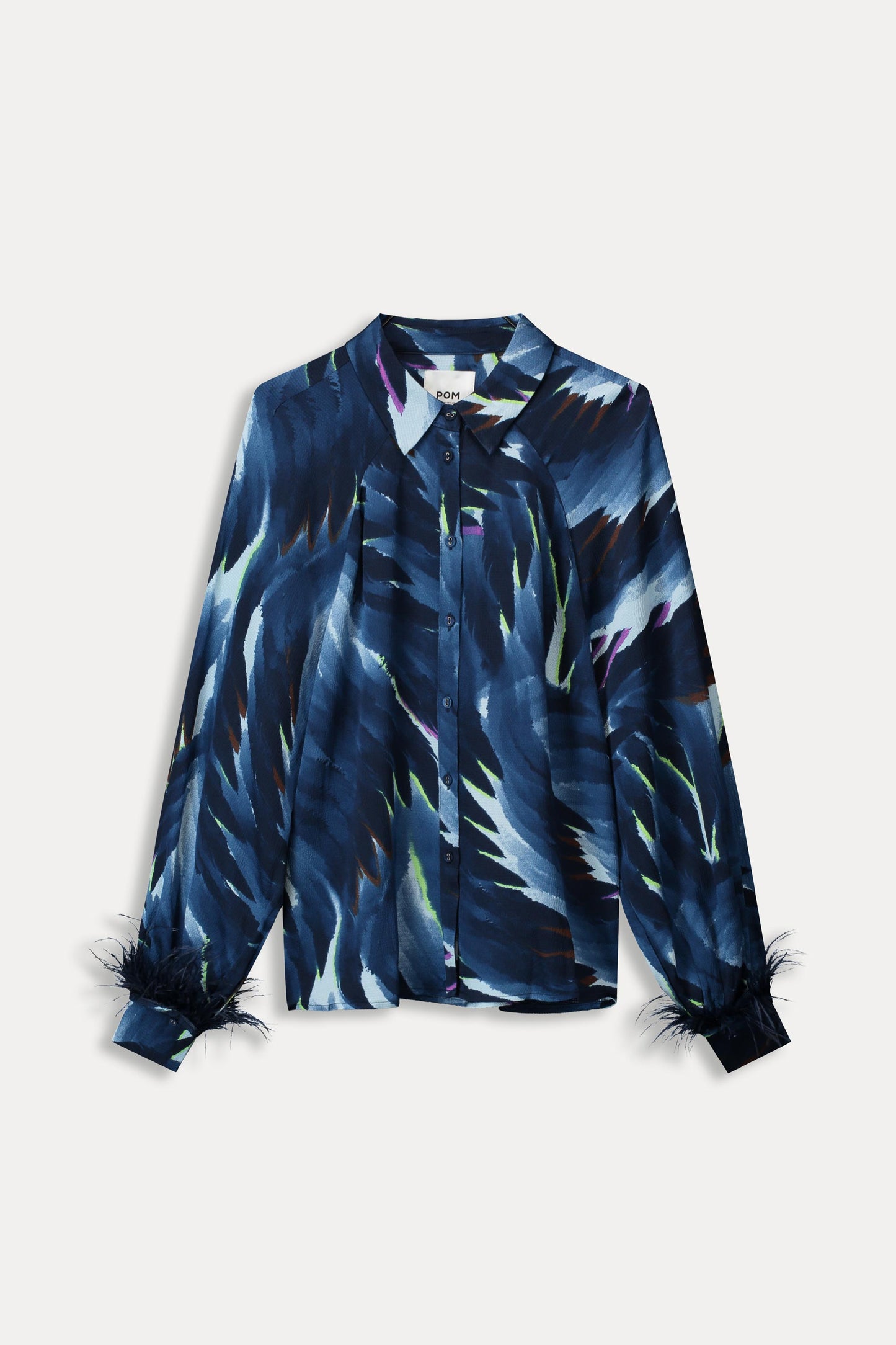 Pom Feathers Blouse Midnight Blue