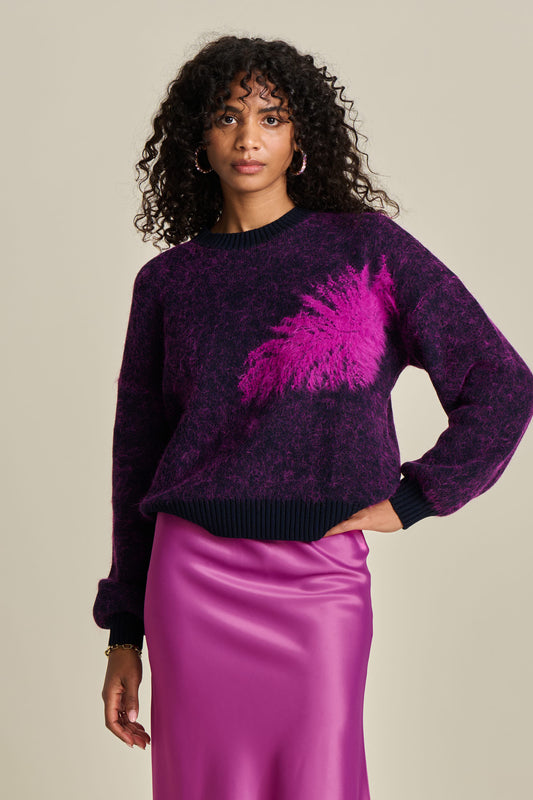 Pom Feather Pullover Midnight Blue