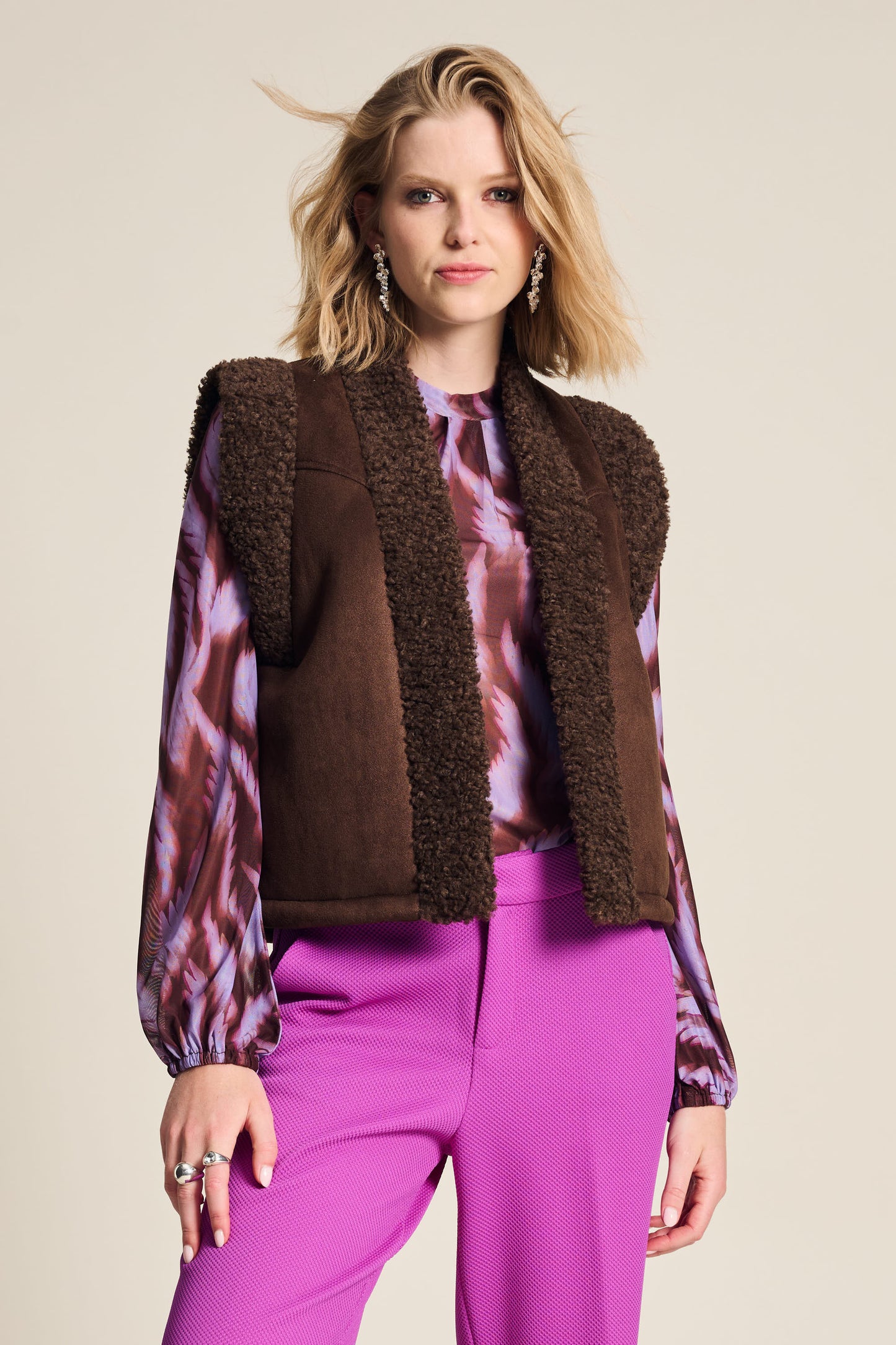 Pom Lammy Gilet Brown