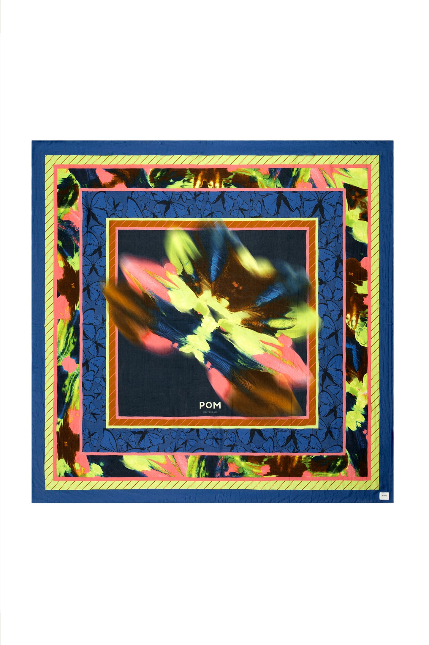 Pom Silk Butterfly Scarf Blue