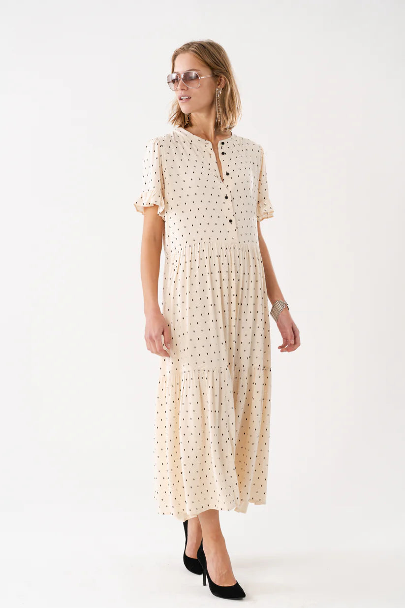 Lollys Suziell Midi Dress Creme