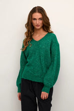 Load image into Gallery viewer, Kaffe Sarla V-Neck Pullover Green
