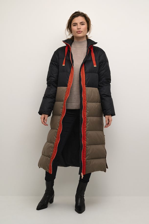 Culture Aisha Long Down Coat, Black