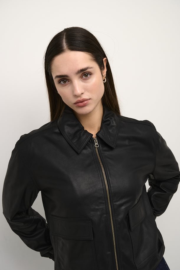 Kaffe Malene Leather Jacket, Black