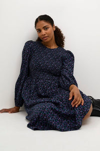 Kaffe Nomy Smock Dress, Black Floral