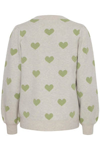 Ichi Brielle Long Sleeve Pullover, Green