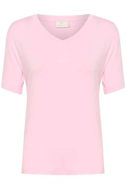 Kaffe Frida V-Neck T-Shirt Pink Mist