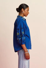 Load image into Gallery viewer, Pom Embroidery Ink Blouse, Blue
