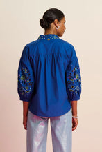 Load image into Gallery viewer, Pom Embroidery Ink Blouse, Blue
