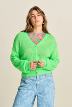 Load image into Gallery viewer, Pom Cardigan, Neon Green
